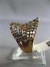 ESTATE WIDE 1.71CT WHITE & CHOCOLATE FANCY DIAMOND 14K ROSE GOLD MULTI ROW RING