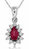 .38CT DIAMOND & AAA RUBY 14KT WHITE GOLD PEAR SHAPE & ROUND HALO CLASSIC PENDANT