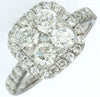 ESTATE WIDE 1.97CT DIAMOND 14KT WHITE GOLD CLUSTER SQUARE HALO ANNIVERSARY RING