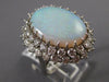 ANTIQUE LARGE 3.50CT OLD MINE DIAMOND & AAA OPAL 14K WHITE GOLD OVAL RING #22137
