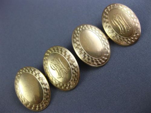 ANTIQUE 14KT YELLOW GOLD 3D CLASSIC HANDCRAFTED FILIGREE DOUBLE SIDED CUFF LINK
