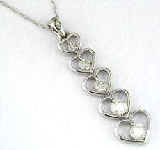 .50CT DIAMOND 14K WHITE GOLD 3D ROUND OPEN HEART GRADUATING JOURNEY LOVE PENDANT