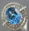 ESTATE 3.44CT DIAMOND & AAA BLUE TOPAZ 14K WHITE GOLD OVAL HALO ENGAGEMENT RING