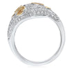 ESTATE LARGE .39CT WHITE & FANCY YELLOW DIAMOND 14KT TWO TONE GOLD 3D SNAKE RING