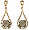 1.87CT DIAMOND & AAA SMOKY TOPAZ 14K ROSE GOLD ROUND TEAR DROP HANGING EARRINGS