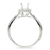 ESTATE .64CT DIAMOND 18K WHITE GOLD PAVE MILGRAIN SEMI MOUNT ENGAGEMENT RING SET