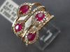 ESTATE LARGE 1.09CT DIAMOND & AAA RUBY 14KT ROSE GOLD MULTI ROW ANNIVERSARY RING