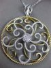 LARGE .75CT DIAMOND 18KT WHITE & YELLOW GOLD 3D CIRCULAR FLOWER FILIGREE PENDANT