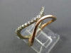 ESTATE WIDE .23CT DIAMOND 14KT WHITE & ROSE GOLD 3D DOUBLE ROW SWIRL FUN RING