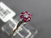 ESTATE .25CT DIAMOND & AAA RUBY 14KT WHITE GOLD FLOWER CLUSTER FRIENDSHIP RING