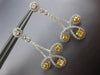 ESTATE 2.86CT WHITE & FANCY YELLOW DIAMOND 18KT TWO TONE GOLD 3D FLOWER EARRINGS