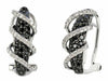 1.09CT WHITE & BLACK DIAMOND 14KT WHITE GOLD MULTI ROW CLIP ON HANGING EARRINGS