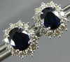 ESTATE 3.73CT DIAMOND & AAA SAPPHIRE 14KT WHITE GOLD 3D OVAL HALO STUD EARRINGS