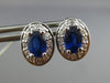 ESTATE 1.68CT DIAMOND & SAPPHIRE 14KT WHITE GOLD CLASSIC OVAL HALO STUD EARRINGS