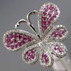 ESTATE WIDE .68CT DIAMOND & AAA PINK SAPPHIRE 18KT WHITE GOLD 3D BUTTERFLY RING