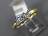 ESTATE .50CT PRINCESS DIAMOND 14K 2 TONE GOLD 3D CLASSIC 3 STONE ENGAGEMENT RING