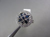 ANTIQUE  WIDE 1.15CT DIAMOND & AAA BLUE SAPPHIRE 14KT WHITE GOLD 3D FLOWER RING