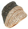 ESTATE LARGE 1.67CT WHITE & CHOCOLATE FANCY DIAMOND 14KT ROSE GOLD COCKTAIL RING