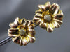 ESTATE EXTRA LARGE .35CT DIAMOND 14KT YELLOW GOLD 3D FLOWER STUD EARRINGS