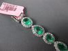 ESTATE WIDE 13.74CT DIAMOND & AAA EMERALD 18K WHITE GOLD 3D OVAL TENNIS BRACELET
