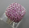 ESTATE LARGE 2.82CT DIAMOND & AAA PINK SAPPHIRE 18KT WHITE GOLD 3D SQUARE RING