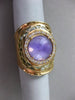 ANTIQUE 2.42CT DIAMOND & AMETHYST 18KT YELLOW GOLD 3D FILIGREE HANDCRAFTED RING