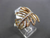 ESTATE WIDE .67CT FANCY YELLOW & WHITE DIAMOND 18KT ROSE GOLD 3D LEAF RING CUTE!