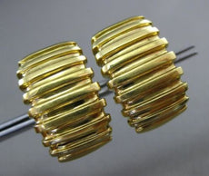 ESTATE 18KT YELLOW GOLD 3D HANDCRAFTED ELONGATED ITALIAN RIDGED CLIP ON EARRINGS