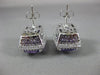 ESTATE LARGE 3.37CT DIAMOND & AMETHYST 14KT WHITE GOLD RECTANGULAR STUD EARRINGS