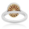 ESTATE WHITE & FANCY YELLOW 1.70CT DIAMOND 18KT 2 TONE GOLD 3D OVAL PROMISE RING