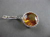 ESTATE LARGE 11.34CT DIAMOND & AAA CITRINE 14KT WHITE GOLD HALO HANGING EARRINGS