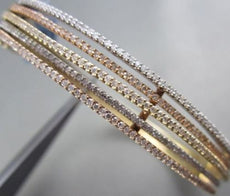 ANTIQUE WIDE 1.79CTW DIAMOND 18K TRI COLOR GOLD MULTI ROW BANGLE ONE OF A KIND!!