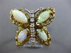 ANTIQUE LARGE 2.30CT DIAMOND & OPAL 14K TWO TONE GOLD HANDCRAFTED BUTTERFLY RING