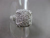 ESTATE LARGE 1.13CT DIAMOND 14KT WHITE GOLD PAVE FILIGREE SQUARE RING BEAUTIFUL!