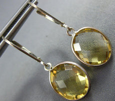 ESTATE 9.0CT AAA CITRINE 14KT WHITE GOLD OVAL BEZEL LEVER BACK HANGING EARRINGS