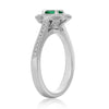 ESTATE .68CT DIAMOND & AAA COLOMBIAN EMERALD 18K WHITE GOLD HALO ENGAGEMENT RING
