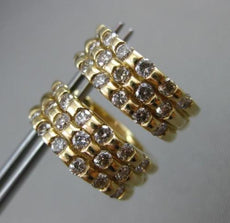 ESTATE 1.22CT DIAMOND 14KT YELLOW GOLD 3D THREE ROW ETOILE HUGGIE EARRINGS