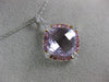 ESTATE LARGE 6.79CT DIAMOND AAA PINK TOPAZ & AMETHYST 14KT WHITE GOLD 3D PENDANT