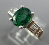 ESTATE WIDE 1.67CT DIAMOND & EMERALD 14KT WHITE GOLD 3D ENGAGEMENT RING #17814