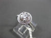 ESTATE .99CT DIAMOND 18K WHITE GOLD HALO 3D SOLITAIRE ENGAGEMENT RING AMAZING!