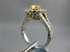 LARGE 2.49CT WHITE & FANCY YELLOW DIAMOND 18K TWO TONE GOLD HALO ENGAGEMENT RING