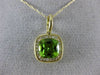 ESTATE 1.53CT DIAMOND & AAA PERIDOT 14KT YELLOW GOLD SQUARE HALO CLASSIC PENDANT