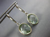 5.20CT AAA GREEN AMETHYST 14KT WHITE GOLD OVAL BEZEL LEVER BACK HANGING EARRINGS