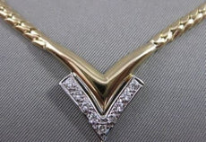ESTATE DIAMOND 14KT WHITE & YELLOW GOLD OPEN V SHAPE ARROW NECKLACE 16.5" #20744