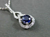 ESTATE .73CT DIAMOND & SAPPHIRE 18K WHITE GOLD DOUBLE RAIN DROP FLOATING PENDANT