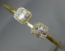 .79CT DIAMOND 18KT YELLOW GOLD ROUND & BAGUETTE CLUSTER FLEXIBLE BANGLE BRACELET