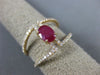 ESTATE LARGE 1.25CT ROUND DIAMOND & AAA OVAL CUT RUBY 14KT ROSE GOLD 3D FUN RING
