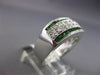 ESTATE WIDE .95CT DIAMOND & AAA EMERALD 18KT WHITE GOLD WEDDING ANNIVERSARY RING