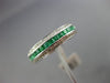 ESTATE .73CT DIAMOND & AAA EMERALD 18K WHITE GOLD SEMI ETERNITY ANNIVERSARY RING