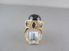 ANTIQUE WIDE 14KT GOLD YELLOW 30.03CT SMOKY TOPAZ & DIAMOND OVAL COCKTAIL RING